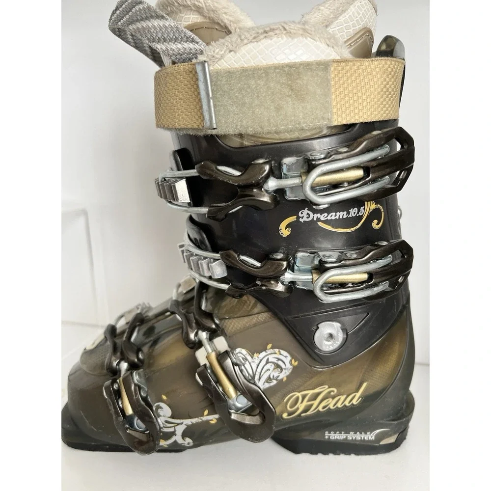 Head Womens Dream 10.5 Pearl‎ Ski Boots Sz 6-6 .5 Black Soft Walk + Grip System